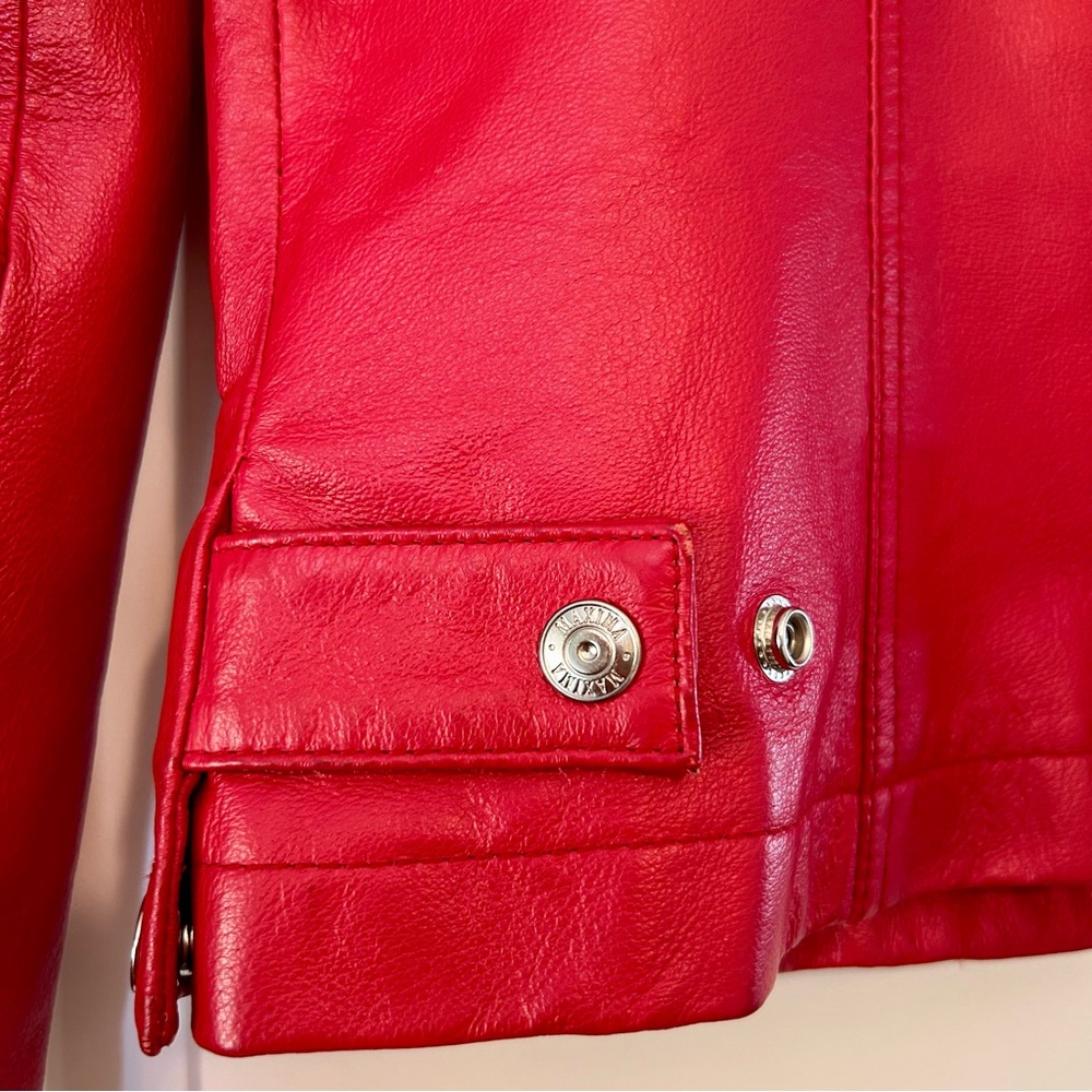 Wilsons Vintage Leather Women’s Red Moto Jacket Sleeve Zippers Size Medium - Picture 6 of 15